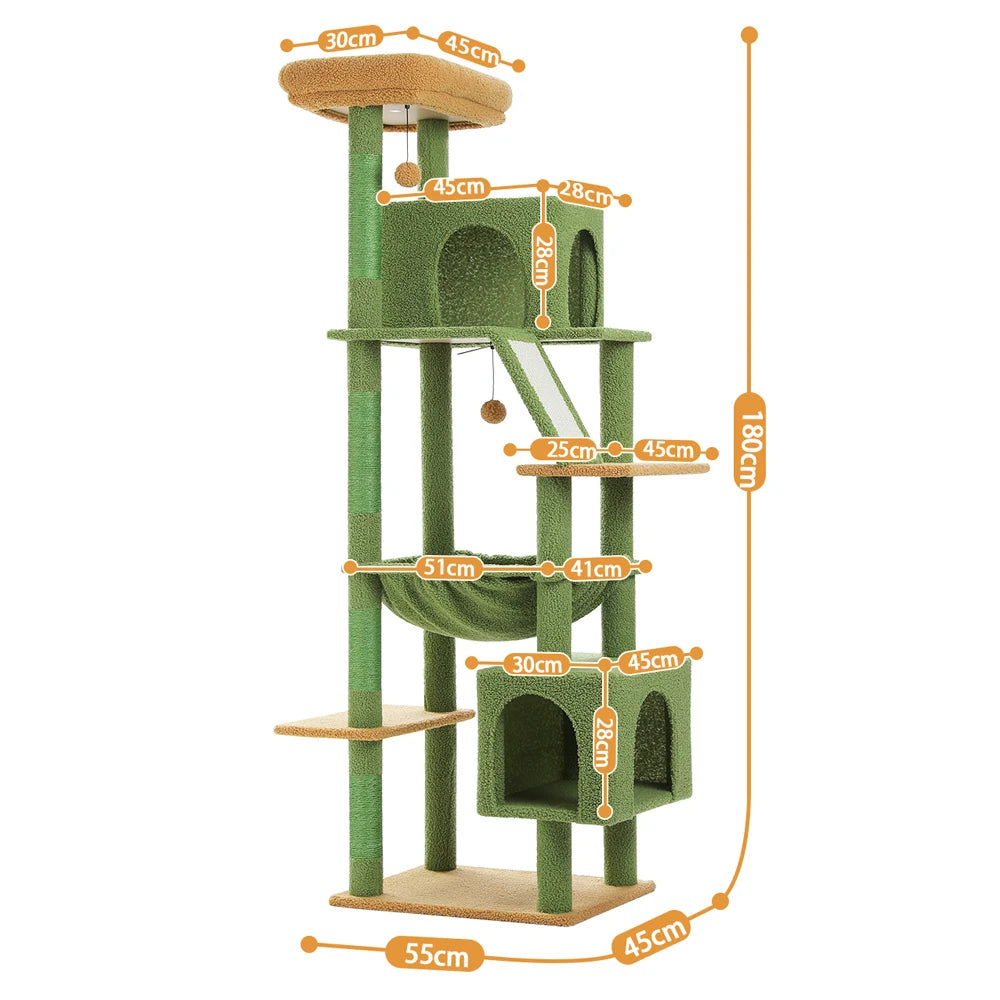 Large Cat Tree Tower Home Furniture Cat Tower Pets Hammock Sisal Cat Scratching Post Climbing Frame Spacious Perch
