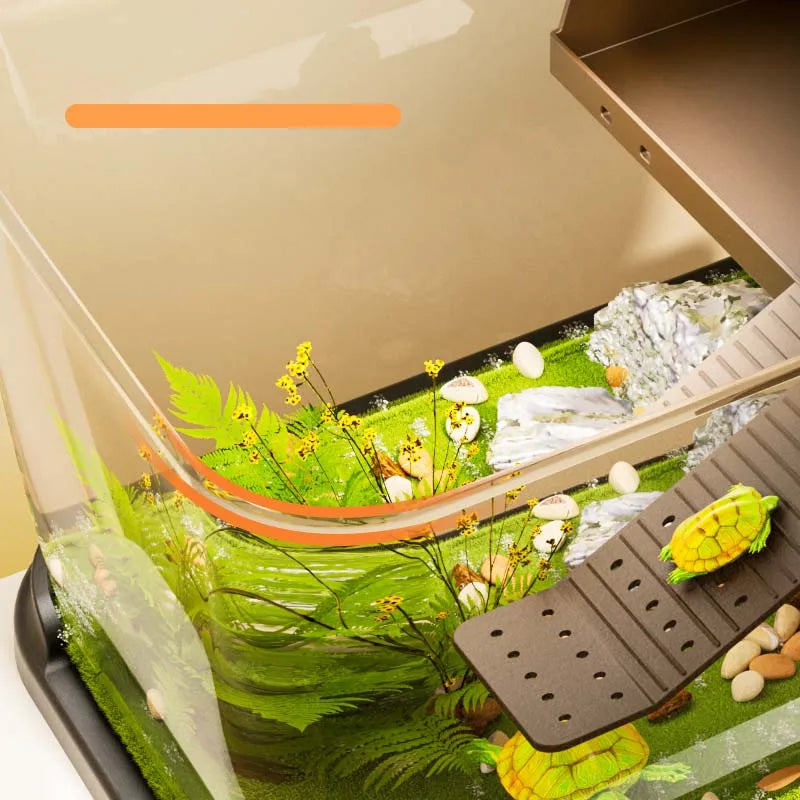 New Household Brazilian Turtle Ecological Landscape Tank Turtle Specific Feeding Tank With Tape Platform Amphibious Turtle Tanks