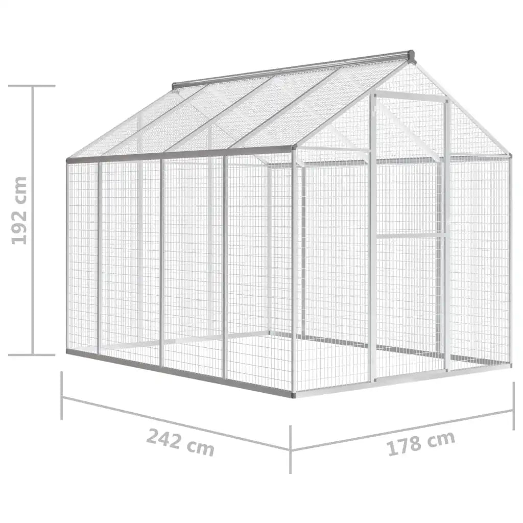 Outdoor aluminum aviary versatile bird home aluminum construction easy assembly 178x242x192 cm / 178x122x194 cm