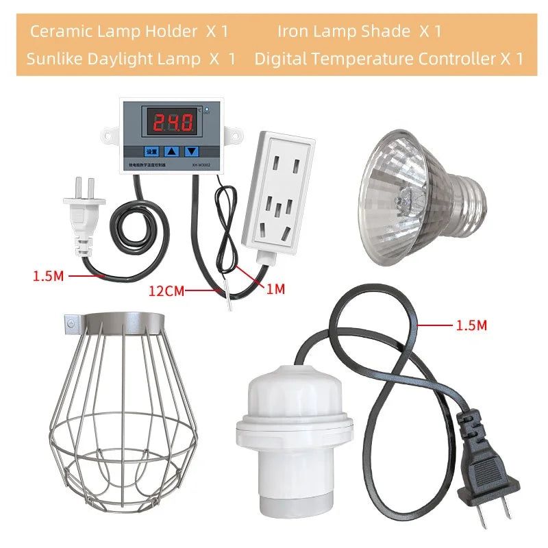 Thermostatic Brooding Heat Lamp for Chicks, Reptile & Farm Animals - Adjustable Heating Bulb