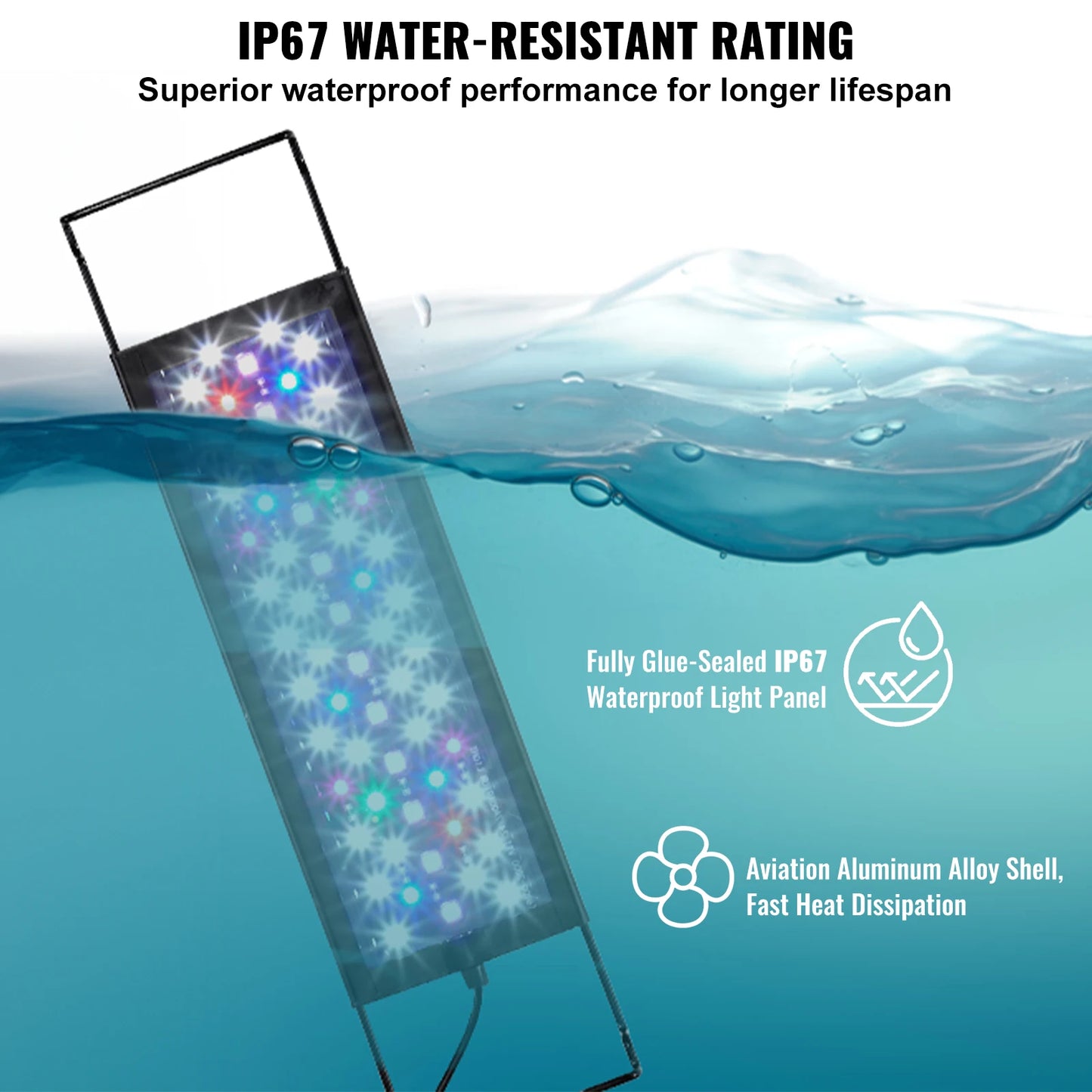 Aquarium Light with LCD Monitor, 14W Full Spectrum Light with 24/7 Natural Mode, Adjustable Brightness