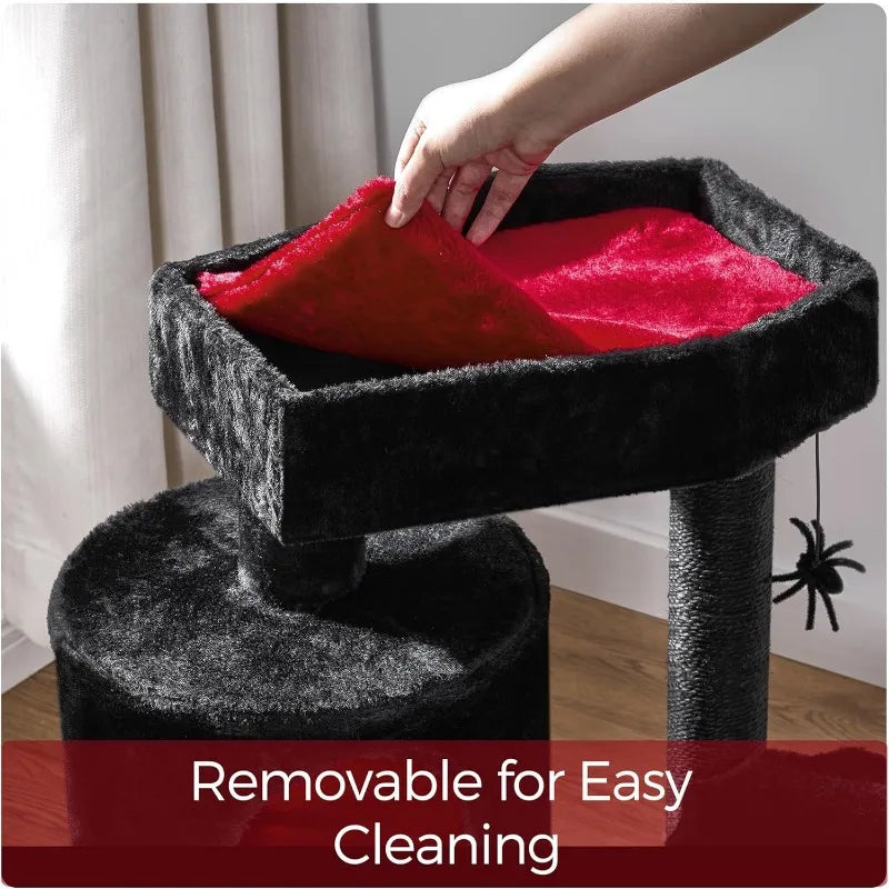 Gothic Cat Tree with Coffin Bed Goth Cat Tower Coffin Cat Tree Condo with Scratching Post