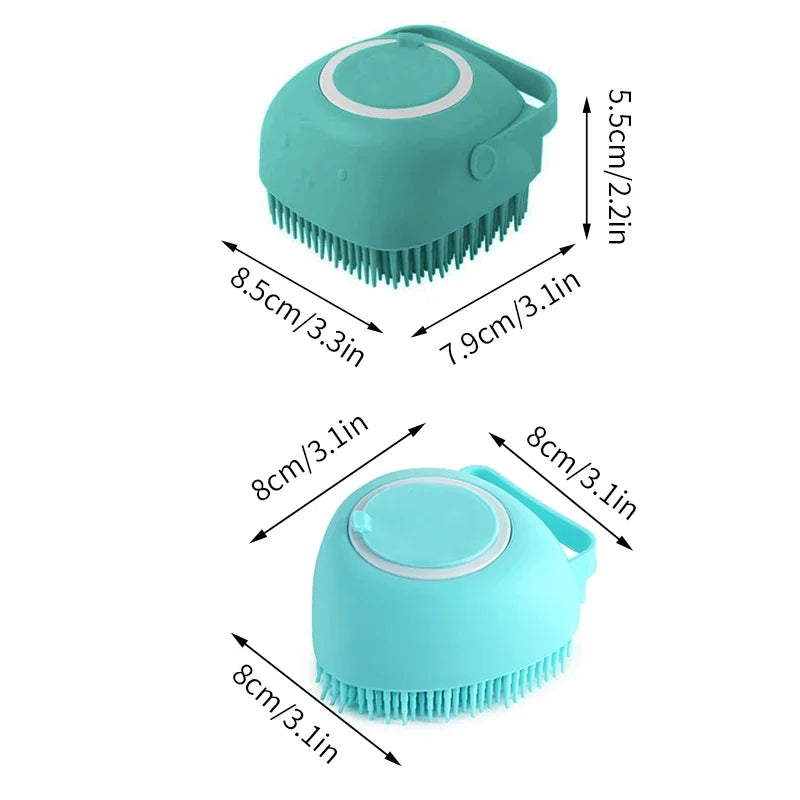 Soft Safety Bathroom Gloves Puppy Dog Cat Bath Massage Gloves Brush Silicone Comb with Shampoo Box Massager Comb Grooming Shower Brush