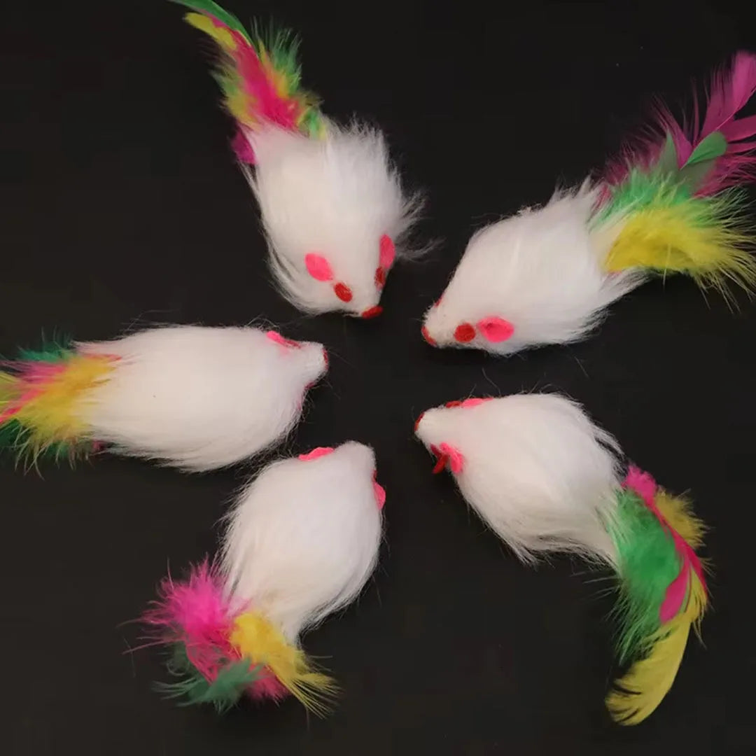 New Pet Cat Toys Interactive Cute Soft Fleece False Mouse Colorful Feather Funny Playing Training Toy for Cats Kitten Pet Supplies