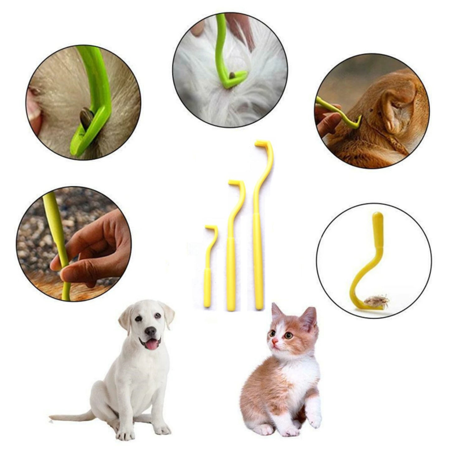 3pcs Flea Remover Hook Tick Remover Tweezer Cat Dog Accessories Tick Tool Pet Mites Flea Extractor Pet Supplies
