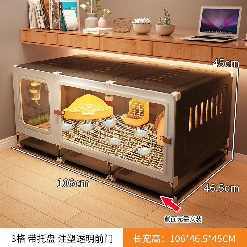 Large Quail Cage with 2-Tier Wire Floor & Droppings Tray, Ventilated Chicken Coop Foldable Breeding Box Educational Kids Project