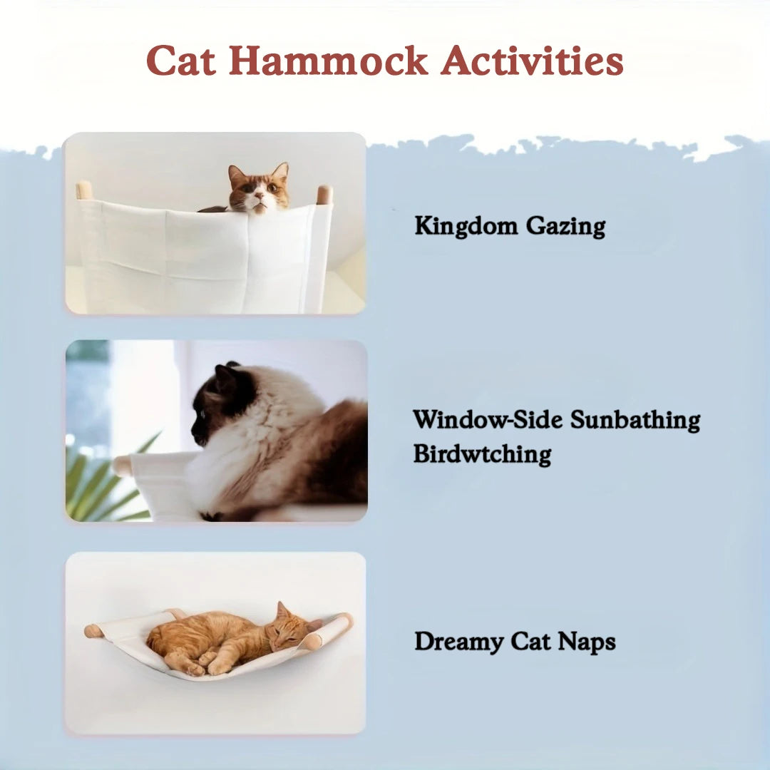 Cat Hammock Wall Mounted Cat Shelf With Two Steps - Cat Wall Shelves And Perches For Sleeping, Playing, Climbing, And Lounging -Sleeping, Playing, Climbing, And Lounging -