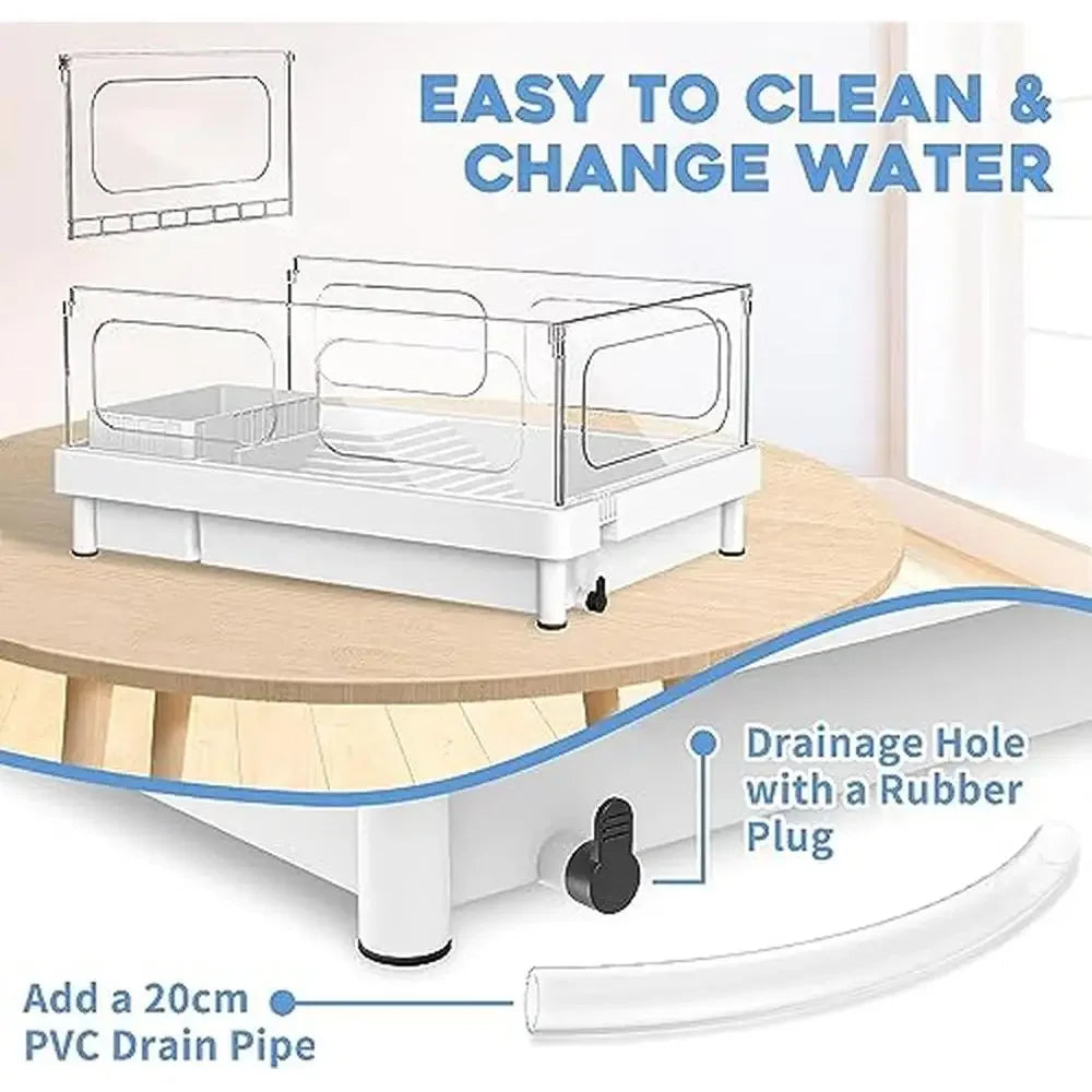 Acrylic Turtle Tank Starter Kit Tank Light Filter Basking Platform Small Tank Kit with Bottom Drainage Multi-Function