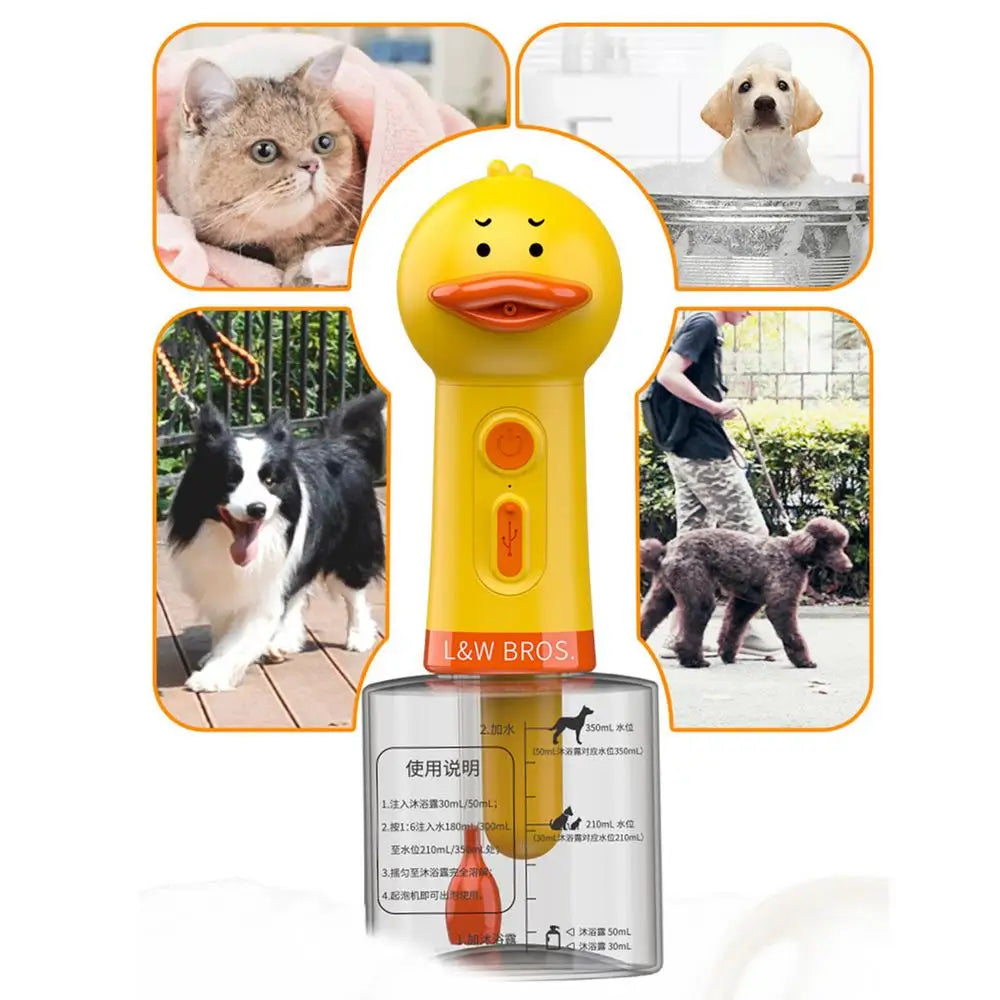 Yellow Duck Pet Cleaning Machine Type-C Charging Automatic Soap Dispenser Bathing Electric Foam Machine Pet Accessories