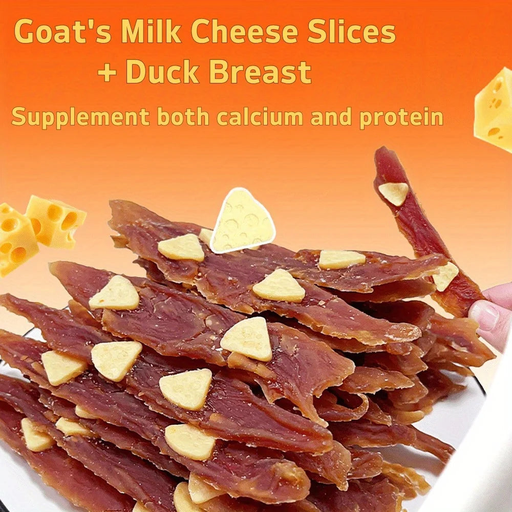 7.05oz/14.11oz (200g/400g) Milk Cheese Duck Jerky, All Natural Ingredients, Natural Dog Treats, Healthy, Easily Digestible