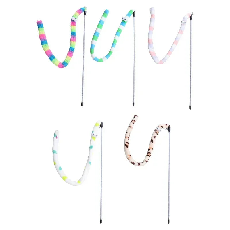 Pet Cat Toy Feather Cat Teaser Wand Cat Interactive Toys Caterpillar Colorful Rod Teaser Wand Supplies Accessory