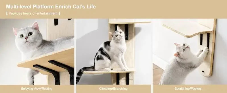 58 4-Levels Door Mounted Hanging Cat Climber Vertical Cat Tree Tower with Carpeted Plank for Indoor Cats