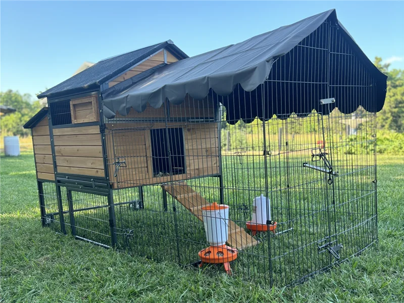 Large Chicken Coop with Metal Frame Mobile Hen House Poultry Cage with Wheels for 4-6 Chickens 85" L