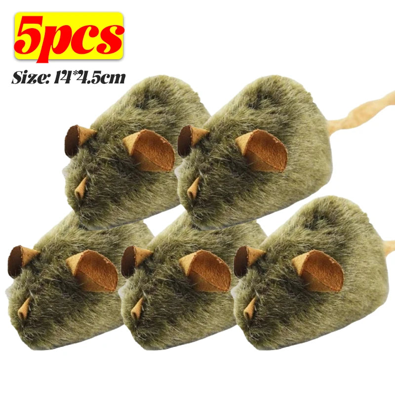 Interactive Plush Mouse Cat Chew Toy Simulated Squeaking Mice Bite-resistant Kitten Toy Kitten Biting Running Rat Toy Pet Supply