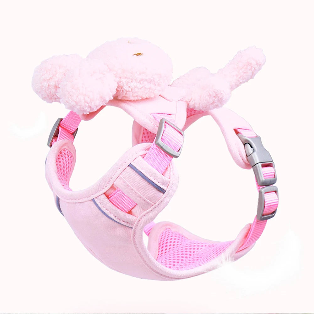 Monochromatic Pet Vest, Harness and Leash Set, Pocket Bear, Clothes for Chihuahua, Yorkie, Walking, Training, Cat, Dog Chain