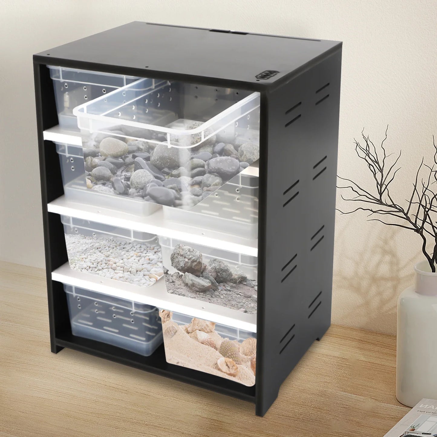 8 Layers Acrylic Pets Feeding Cabinet, 220V High Capacity Transparent Winter Breeding Box with Thermometer & Hygrometer