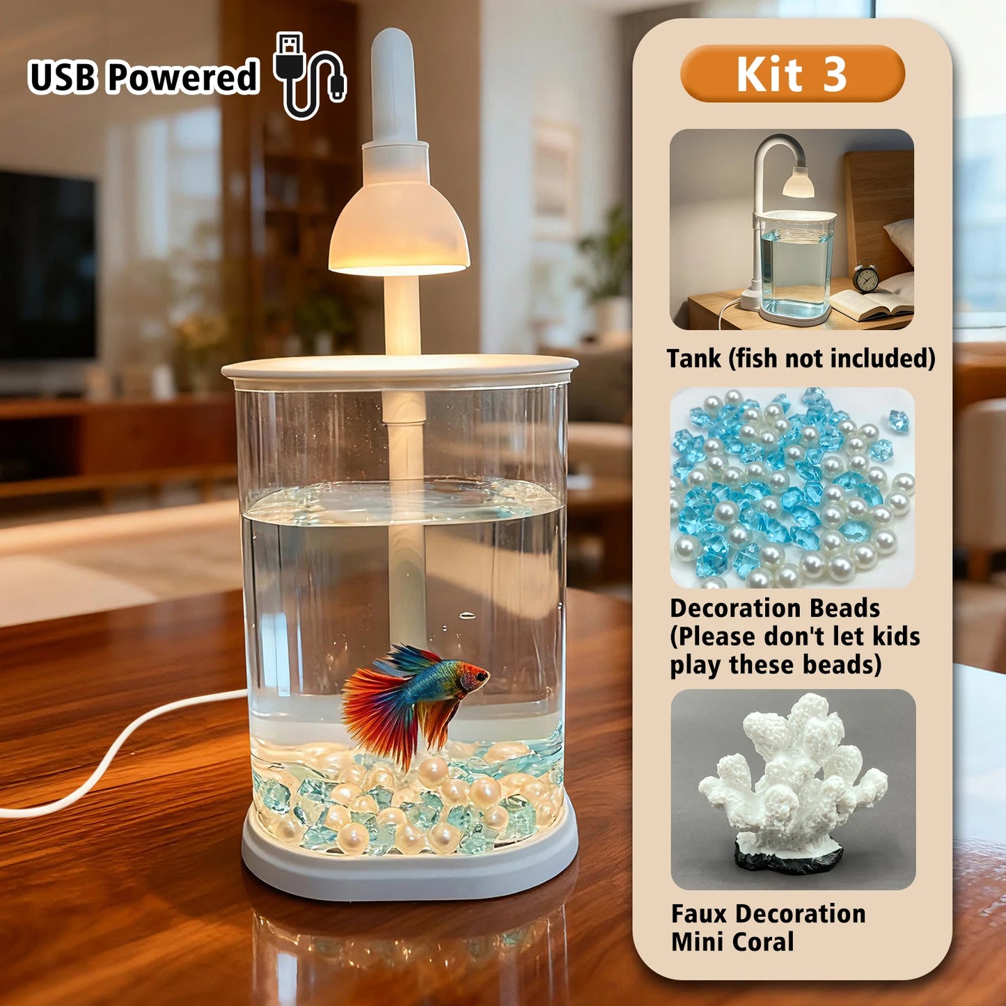 Starter Kit Fish tank living room small mini fighting fish tank household tabletop turtle tank goldfish tank with light