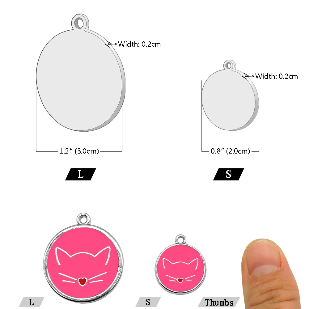Cute Cat Tag Small Dog ID Tags Free Engraved Name Cats Kitten Name Tag Anti-lost Pet Collar Pendant Fish Shape & Cat Face Tags