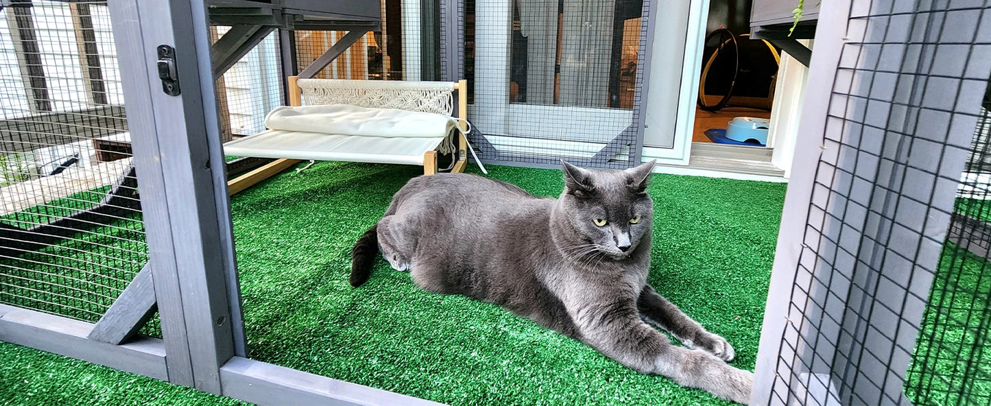 Outdoor Cat Enclosure Large Walk in Cat Kennel Kitten Cage with Platforms and Small Houses