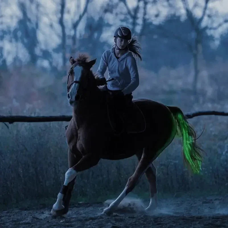 100 CM Long Rechargeable LED Horse Riding Tails Decoration Luminous Tubes Horses Riding Equestrian Saddle Halters Horse Care Product Safe night riding