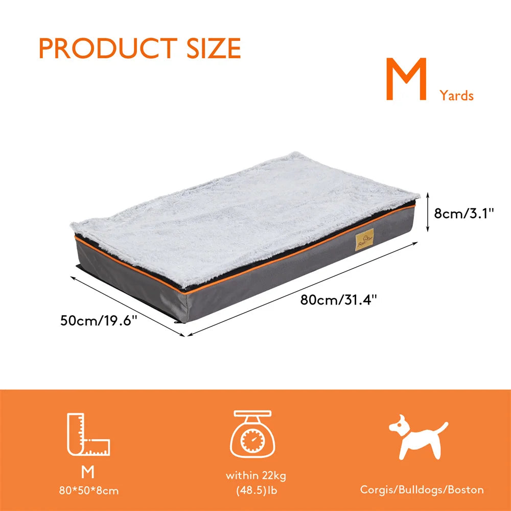 Premium Large Orthopedic Memory Foam Dog Bed Waterproof Pet Jumbo Mattress with Orange Trim Washable Water Resistant