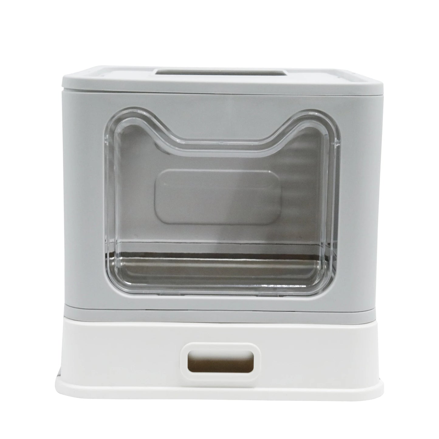 Bingopaw Stainless Steel Cat Litter Box with Lid Front Entry and Top Exit Toilet Box with Litter Scoop for Kittens, Easy Cleaning