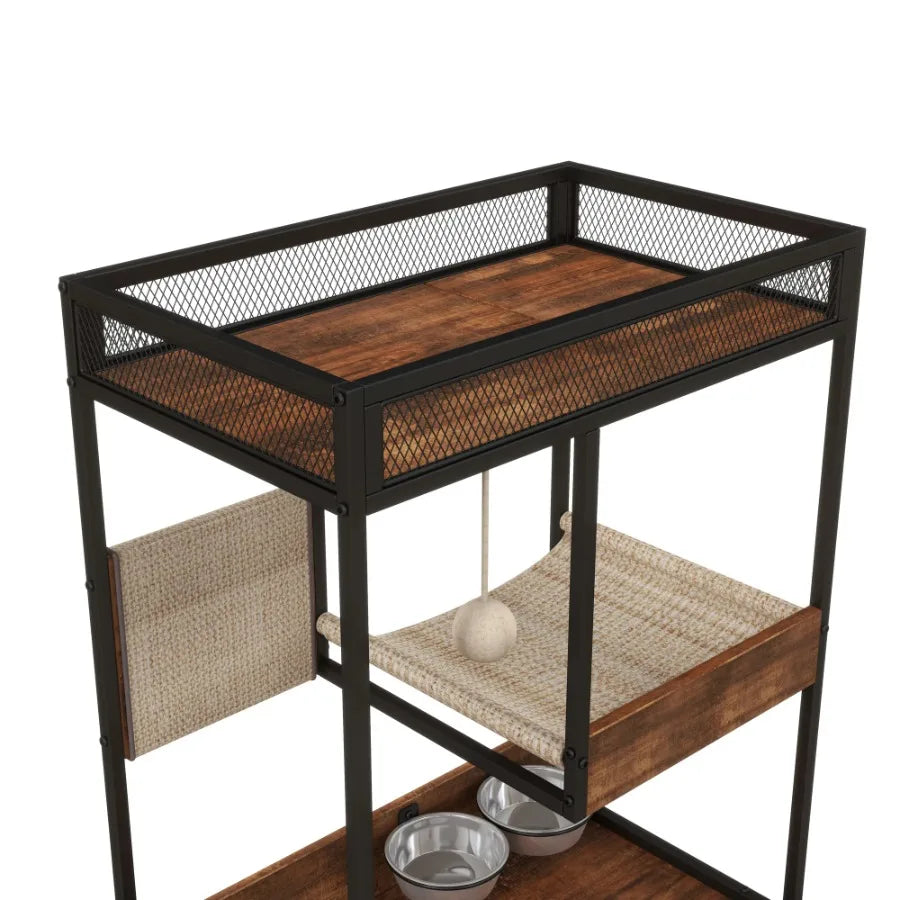 Cat Litter Box Enclosure with Cat Tree Cat Furniture Cabinet