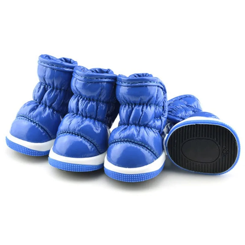 4pcs/sets Winter Dog Shoes Warm Fleece Puppy Pet Shoes Waterproof Dog Snow Boots For Small Dogs Chihuahua Yorkie Teddy Shoes