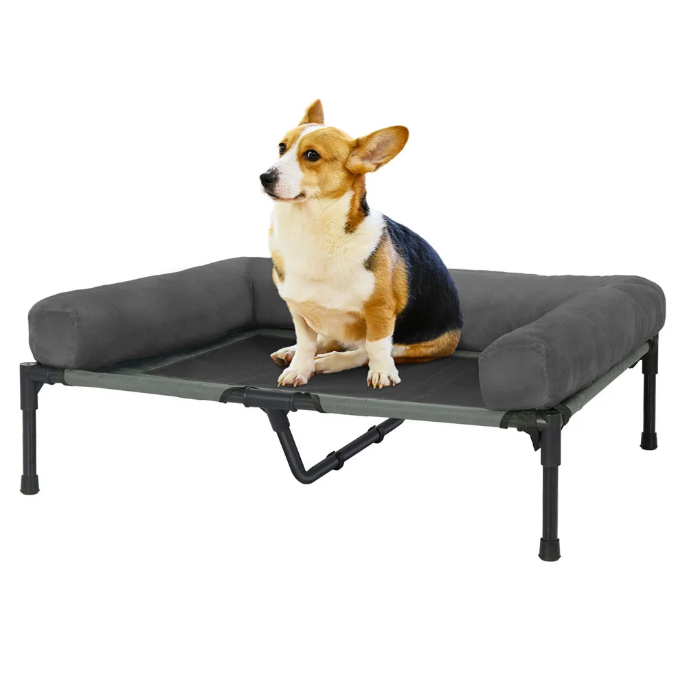 XXL XL Large Dog Bed Outdoor Raised Dog Bed with Cooling Breathable Mat and Soft Plush Mat Pet Puppy Camping Cot for Home Garden Indoor