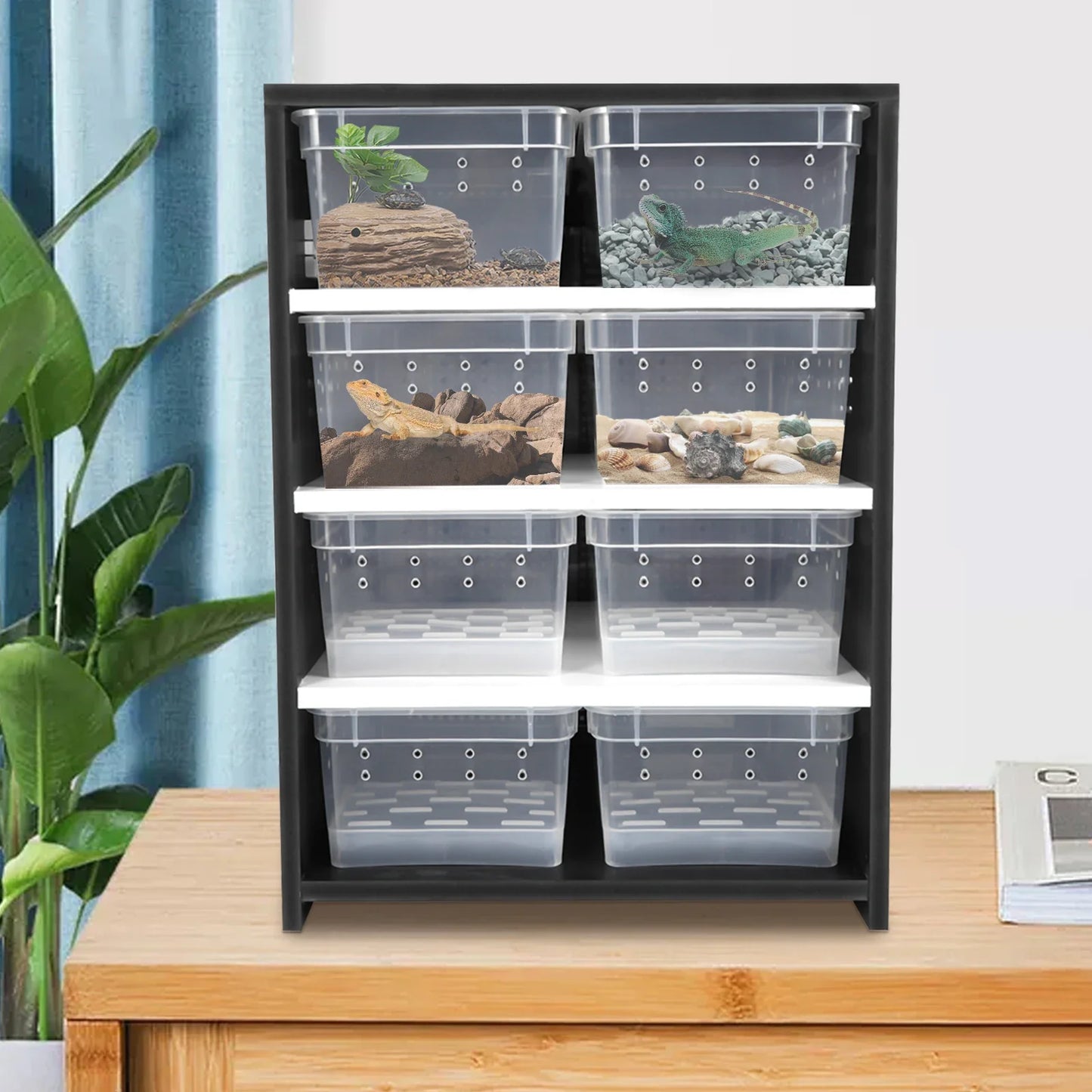 8 Layers Acrylic Pets Feeding Cabinet, 220V High Capacity Transparent Winter Breeding Box with Thermometer & Hygrometer