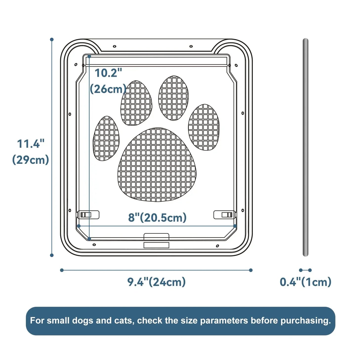 4-Way Lockable Plastic Pet Big Dog Cat Door for Screen Window Safety Flap Gates Pet Tunnel Dog Fence Free Access Door for Home