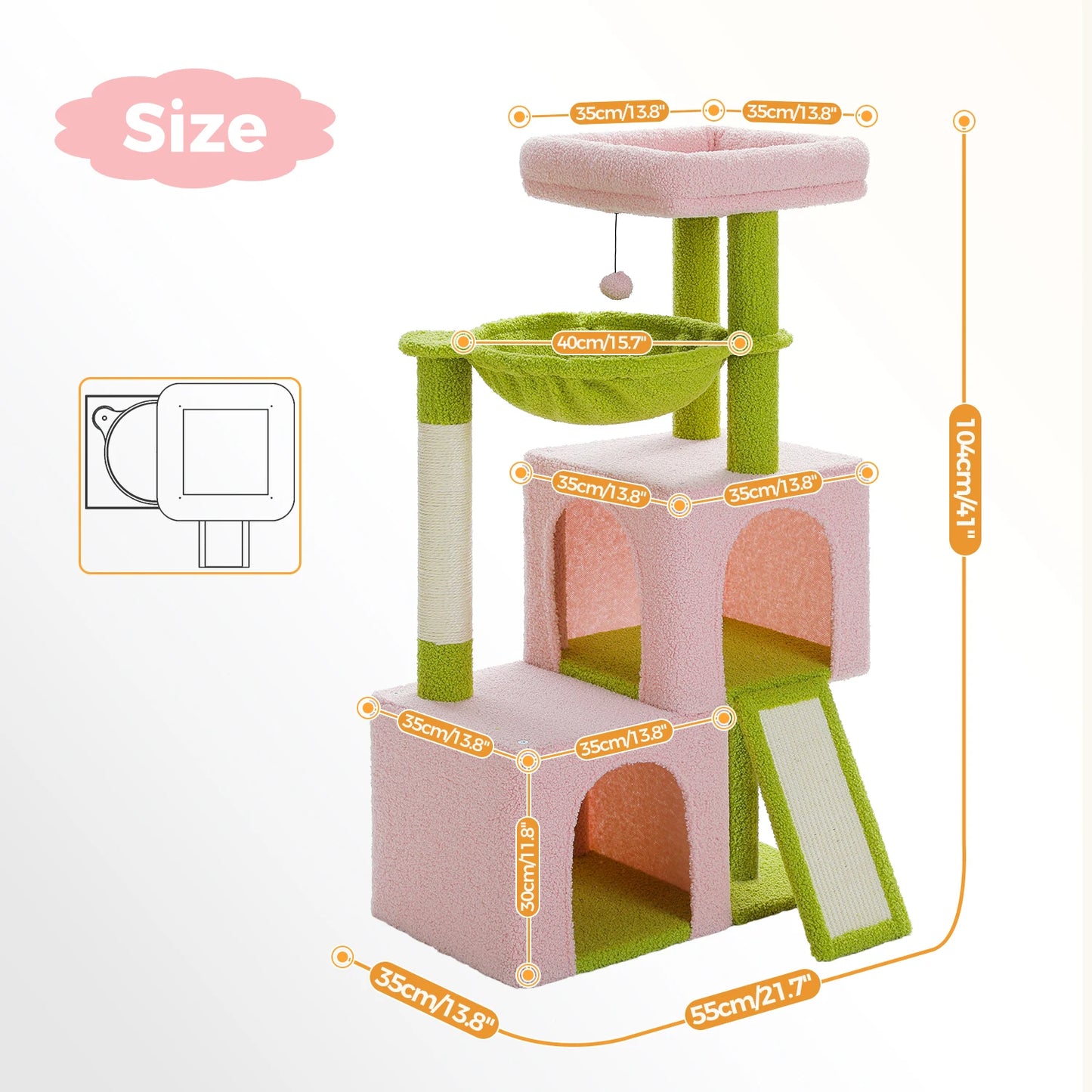 Large Cat Tree Indoor Cats, Multi-Level Cat Tower with Sisal Scratching Post, 2 Spacious Condos, Cat Toys