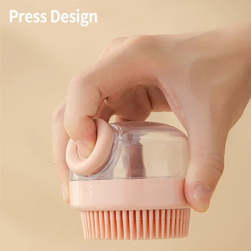 Soft Safety Bathroom Gloves Puppy Dog Cat Bath Massage Gloves Brush Silicone Comb with Shampoo Box Massager Comb Grooming Shower Brush