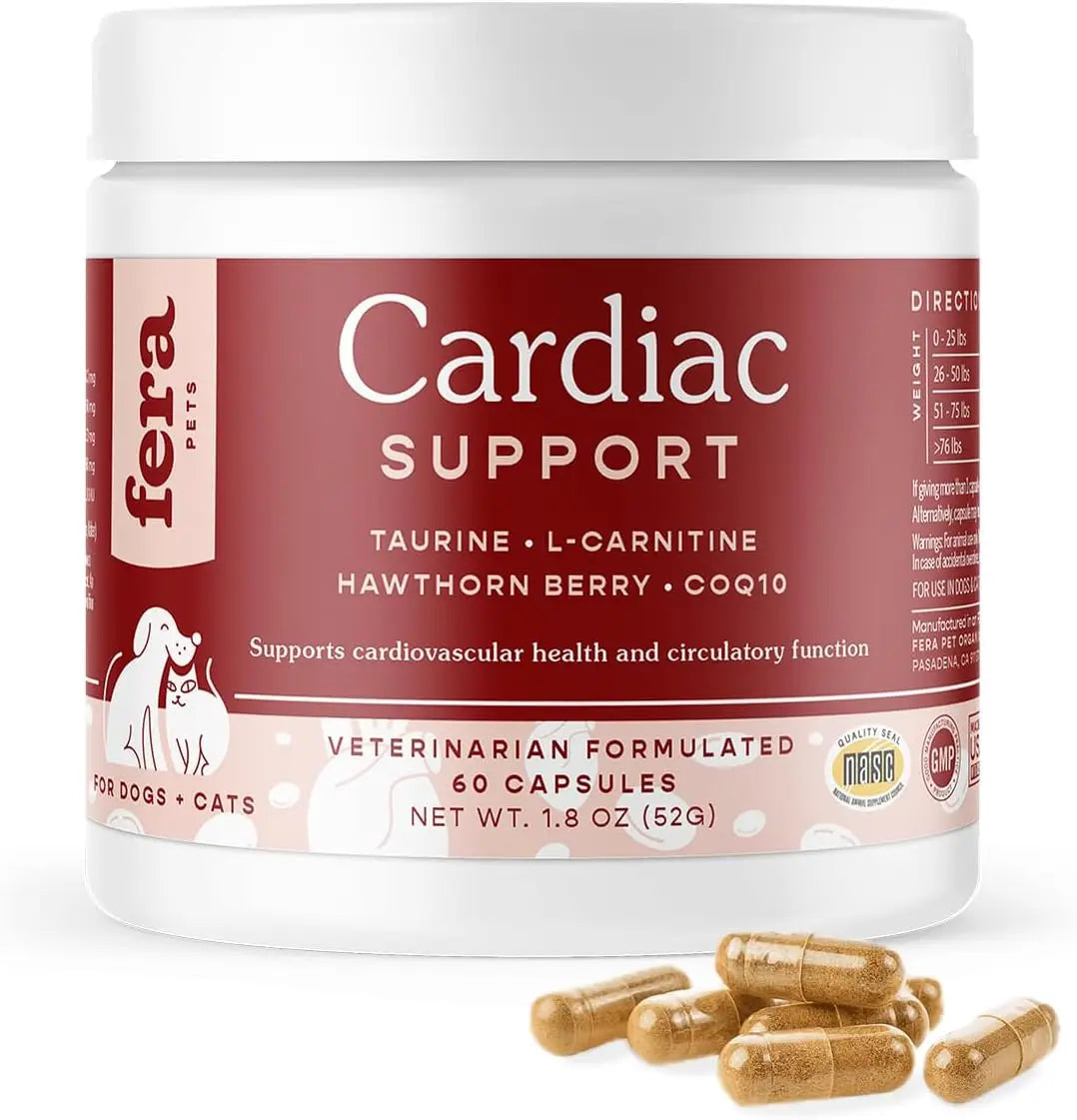 60 capsules- Supplement for Dogs & Cats – Vet Created -Cardiovascular Function & Strength-Taurine, CoQ10,
