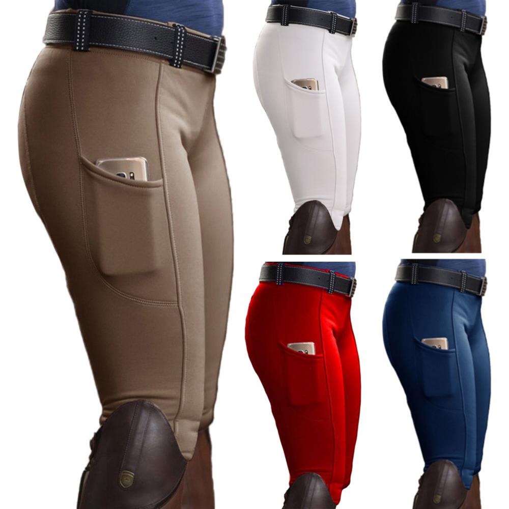 Women Horse Racing Pocket Hip Lift Horse Riding Tights Reithose Riding Pant Equestrian Pants Breeches Equestrian Leggings