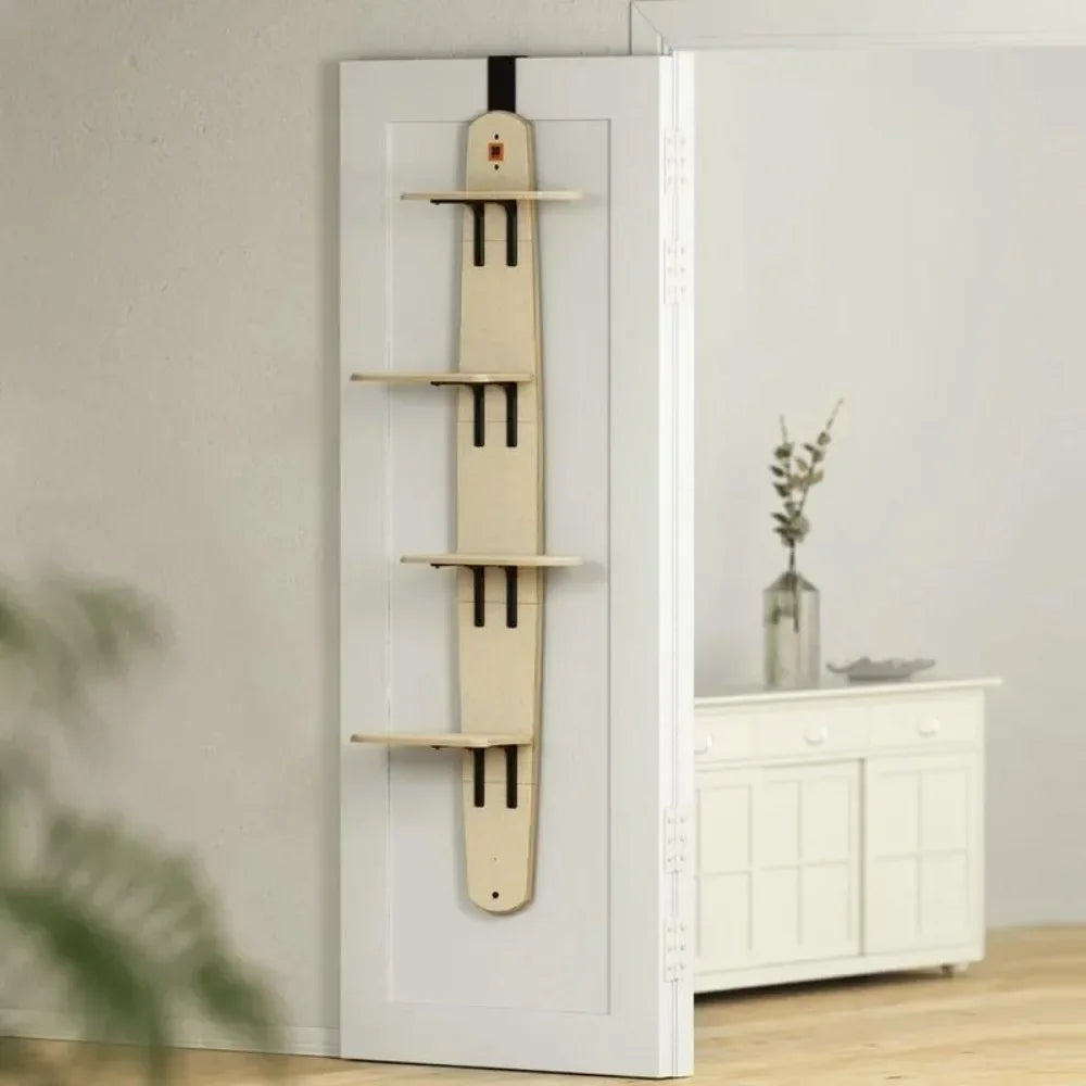 58 4-Levels Door Mounted Hanging Cat Climber Vertical Cat Tree Tower with Carpeted Plank for Indoor Cats