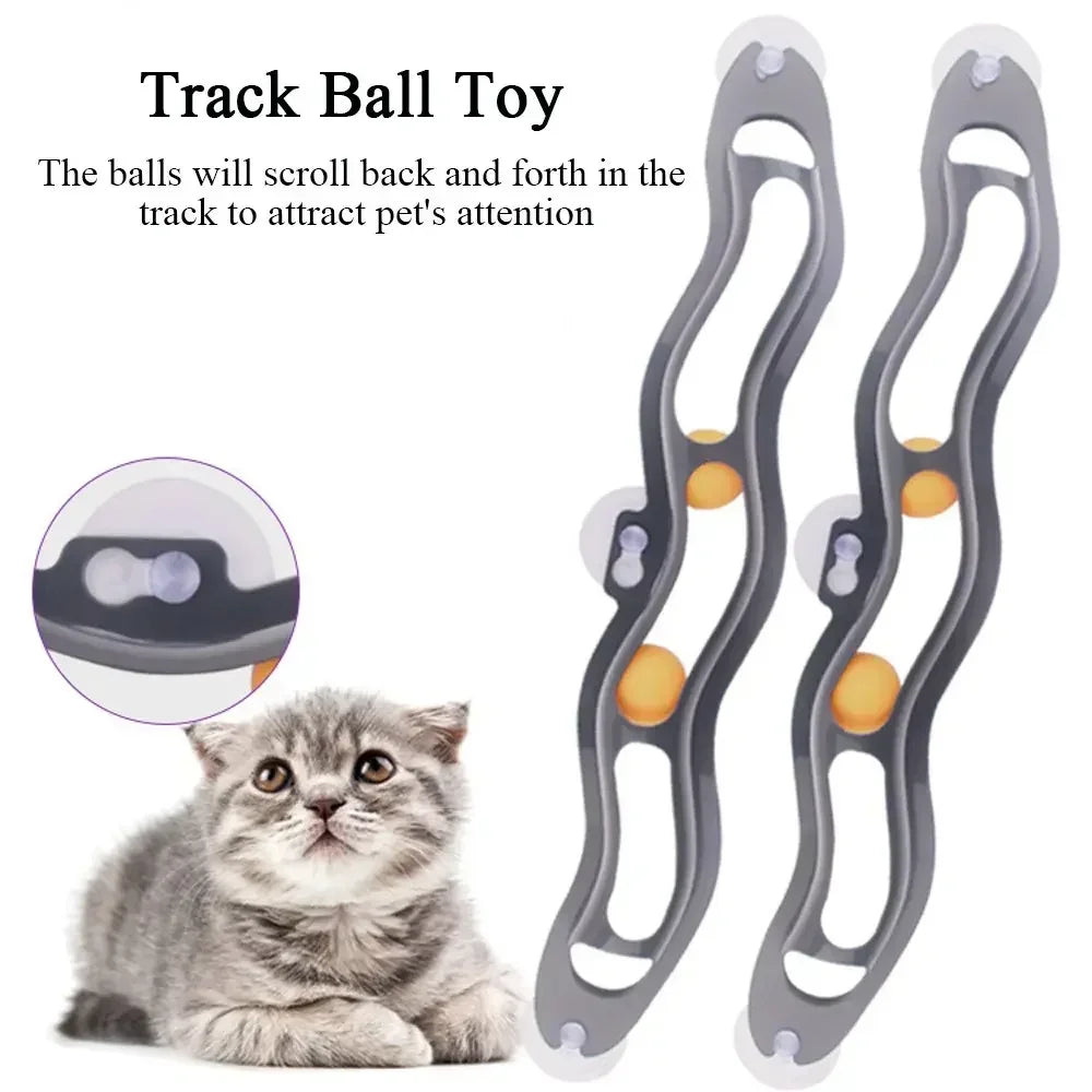 Plastic Sucker Track Ball Pet Accessories Window Table Tennis Adsorption Glass Cat Toy Funny Cat Educational Toys Supply