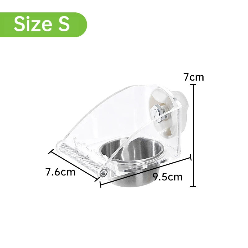 Bird Feeder for Cage Transparent Bird Feeders Bird Feeder with Anti-Slip Stand Stainless Steel Bird Bowls Parakeet Feeder S L