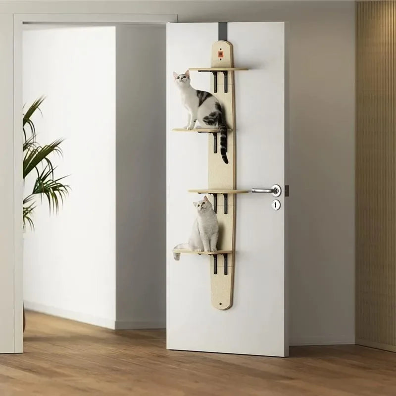 58 4-Levels Door Mounted Hanging Cat Climber Vertical Cat Tree Tower with Carpeted Plank for Indoor Cats