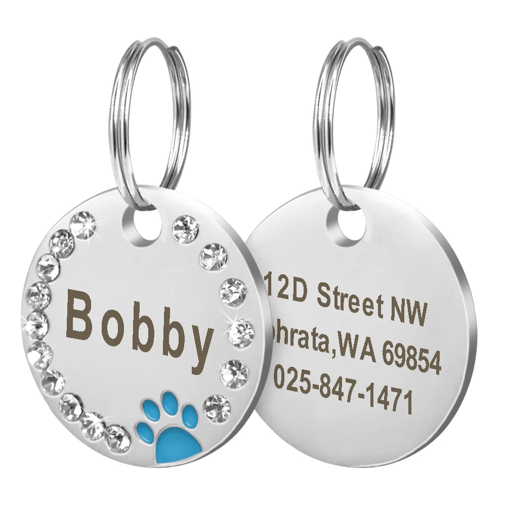 Cute Cat Tag Small Dog ID Tags Free Engraved Name Cats Kitten Name Tag Anti-lost Pet Collar Pendant Fish Shape & Cat Face Tags