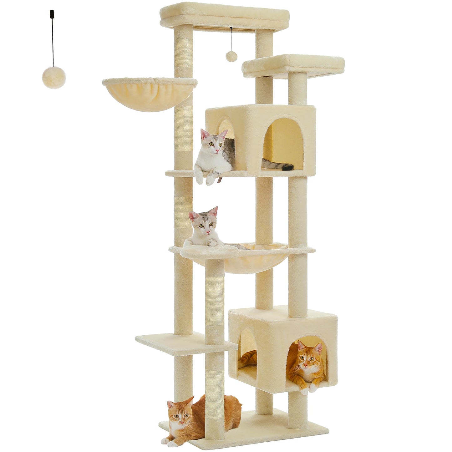 Large Cat Tree Tall Cat Tower for Indoor Cats Multi-Level Plush Cat Condo with Scratching Posts Scratching Posts Perches Caves
