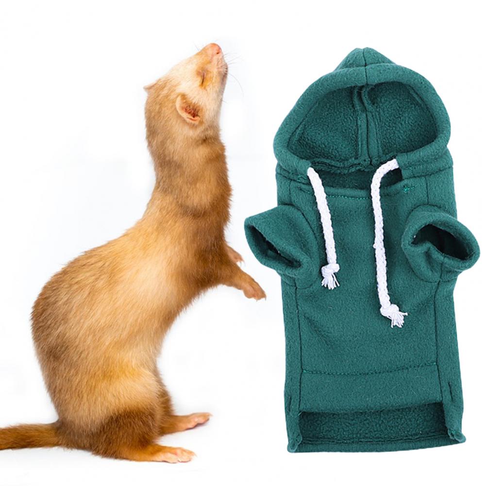 Cute Ferret Hoodie Solid Color Drawstring Hooded Sweatshirt Thick Fluffy Pet Hoodie Foreleg Elastic Hamster Guinea Pig Clothes