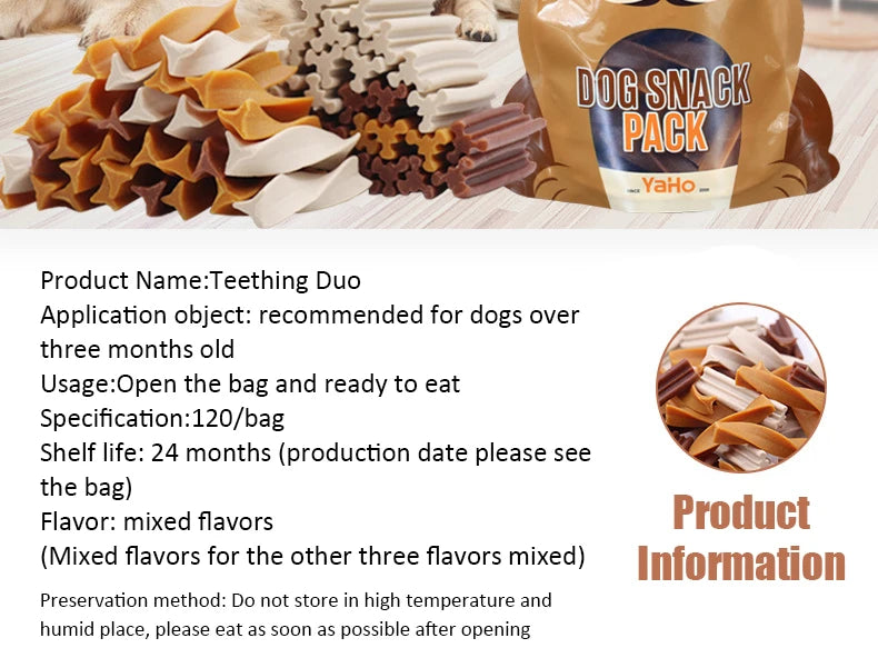 Dog Snacks Teething Stick 120g Mixed Flavor Tooth Cleaning Bone Easy To Carry Adult Dogs Puppy Training Reward Pet Snacks Food