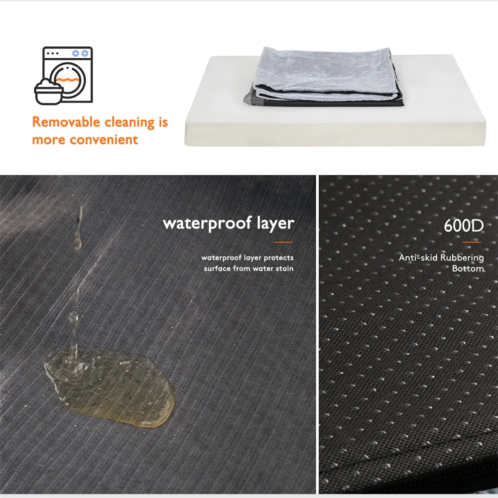 Premium Large Orthopedic Memory Foam Dog Bed Waterproof Pet Jumbo Mattress with Orange Trim Washable Water Resistant