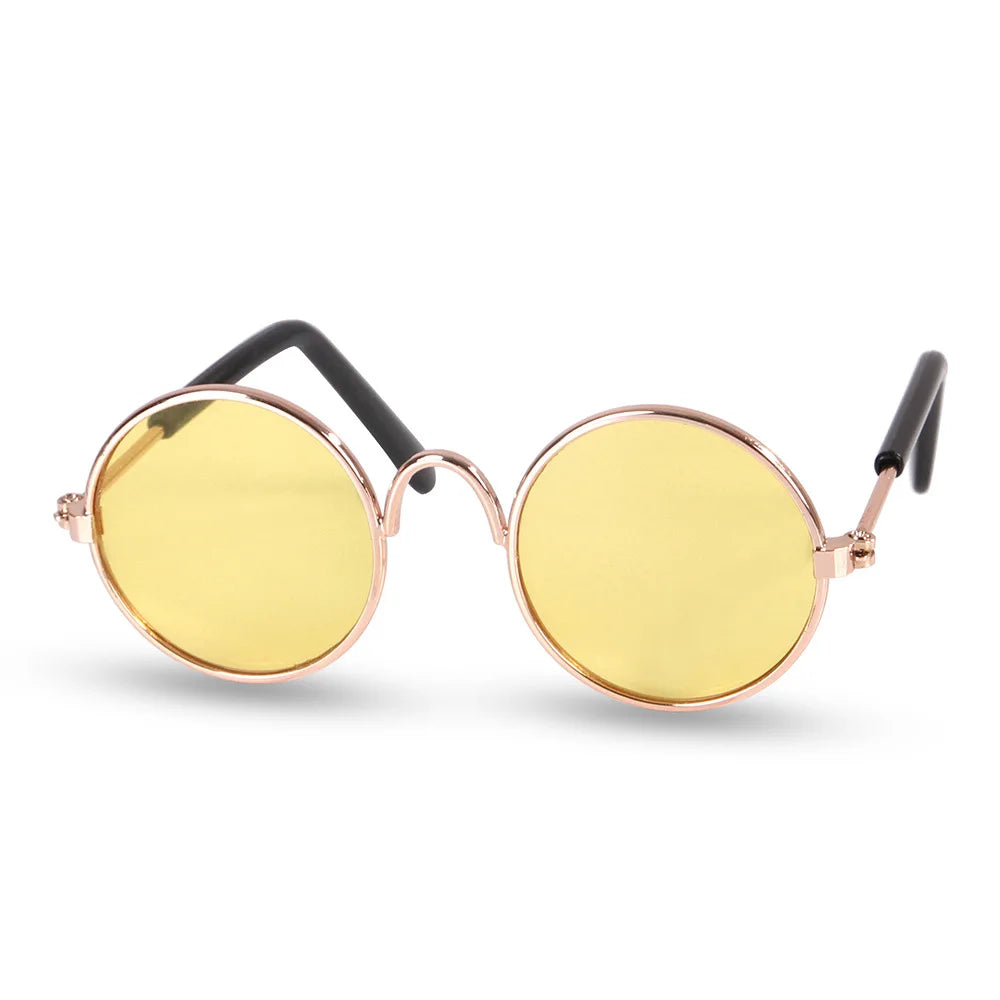Cute Vintage Round Cat Sunglasses Pet Photos Props Reflection Eyewear Glasses for Cats Small Dog Pet Dog Cat Accessories