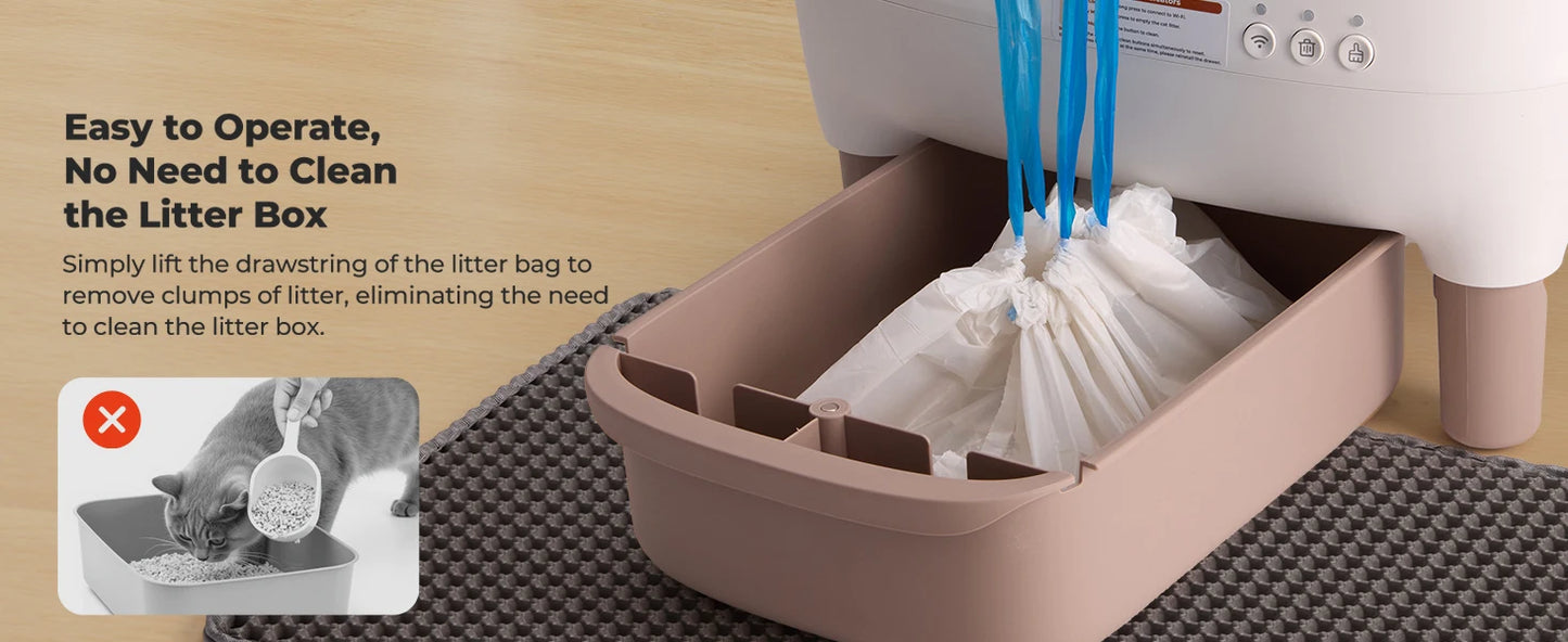 Self Cleaning Litter Box, Automatic Cat Litter Box with APP Control, Odor-Free Large Waste Bin, Open-Top for Multi Cats