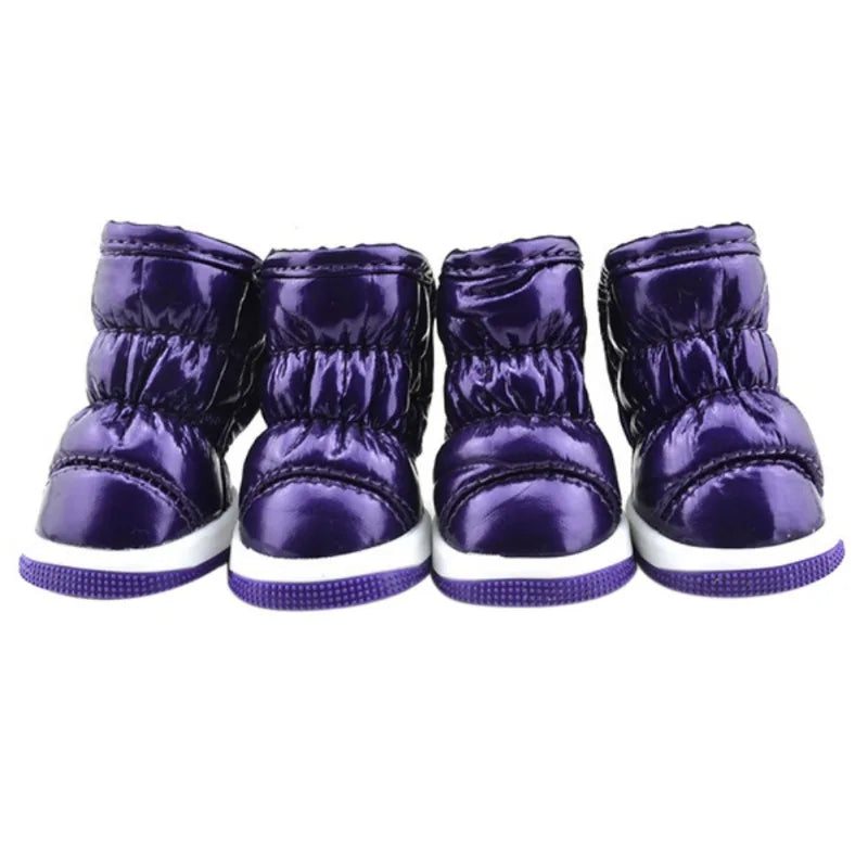 4pcs/sets Winter Dog Shoes Warm Fleece Puppy Pet Shoes Waterproof Dog Snow Boots For Small Dogs Chihuahua Yorkie Teddy Shoes
