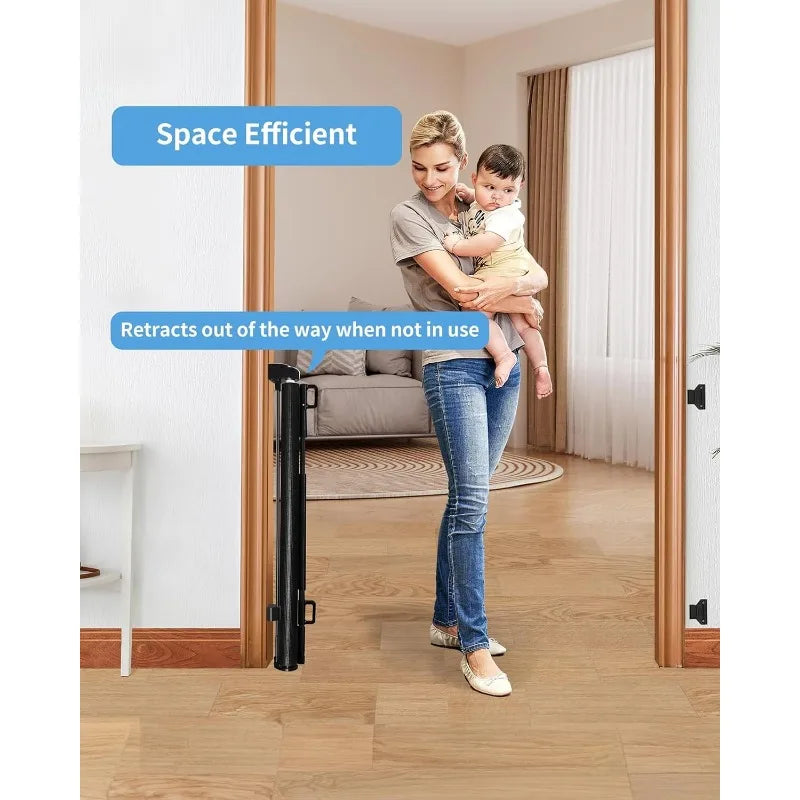 Retractable Baby Gate, Mesh Dog Gate,33" Tall ,Extends up to 55" Wide, Gate for Doorways