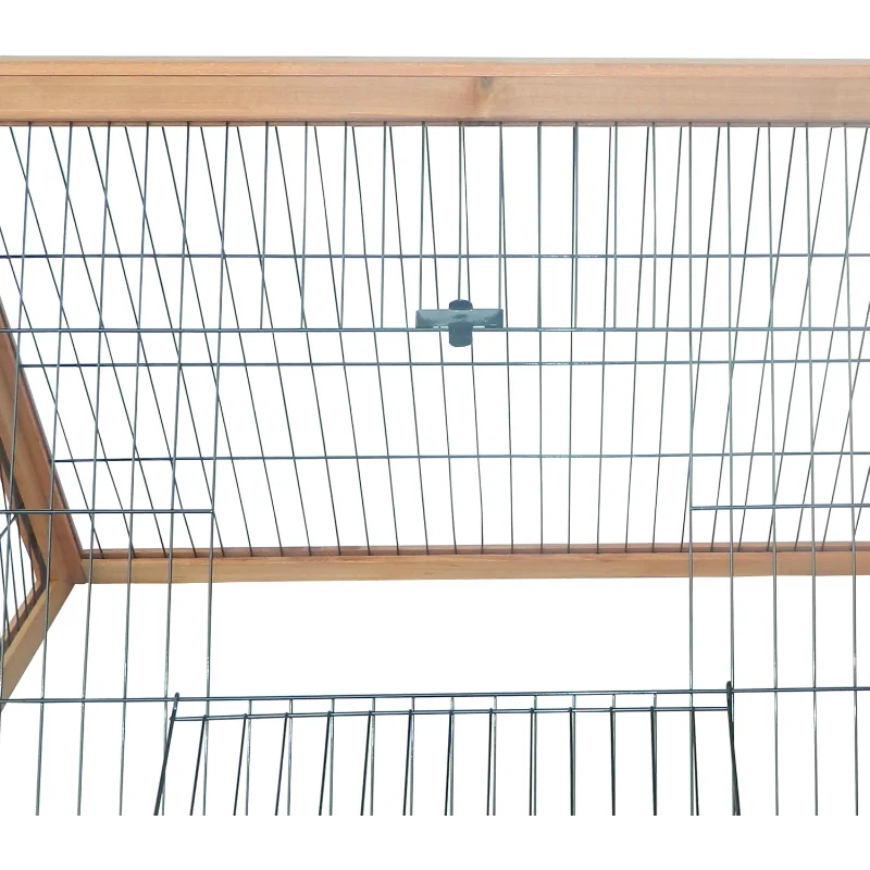 PawHut 46" x 24" Wooden A-Frame Outdoor Rabbit Hutch, Small Animal Cage, Bunny Hutch with Outside Run & Ventilating Wire, Yellow