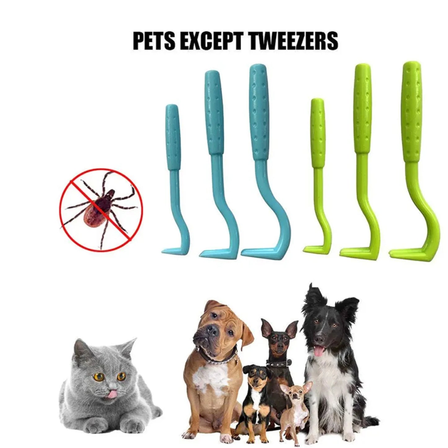 3pcs Flea Remover Hook Tick Remover Tweezer Cat Dog Accessories Tick Tool Pet Mites Flea Extractor Pet Supplies